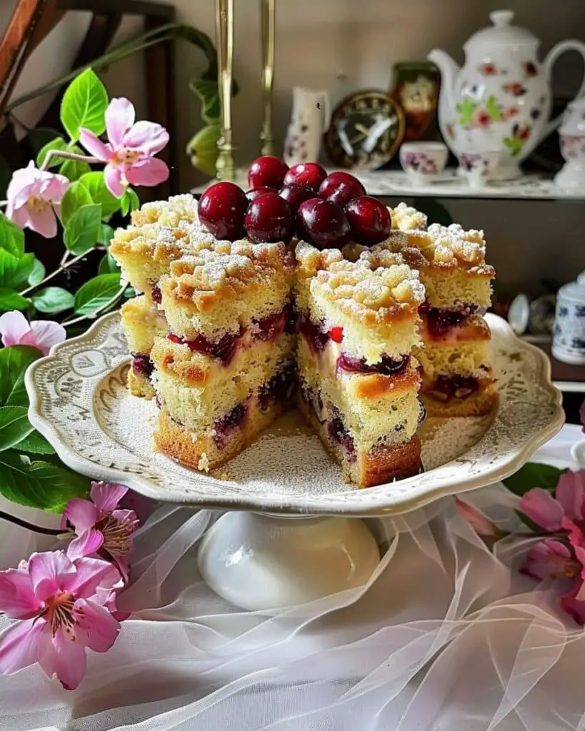 Hungarian Cherry Sponge Cake (Cseresznyés Lepény)