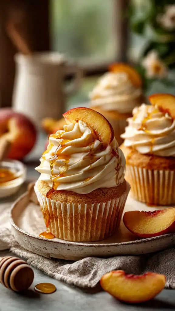 Irresistible Honey Peach Cream Cheese Cupcakes