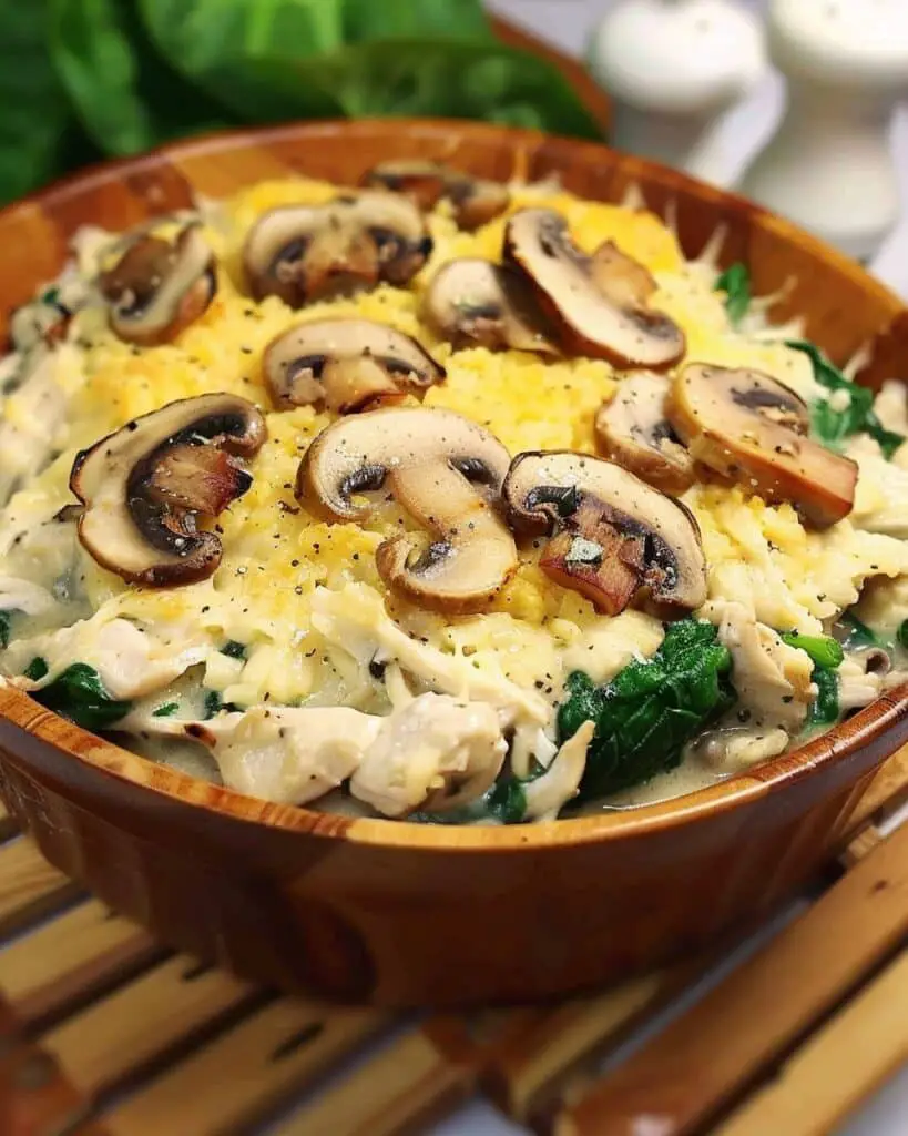 Low-Carb Chicken, Spinach & Mushroom Bake