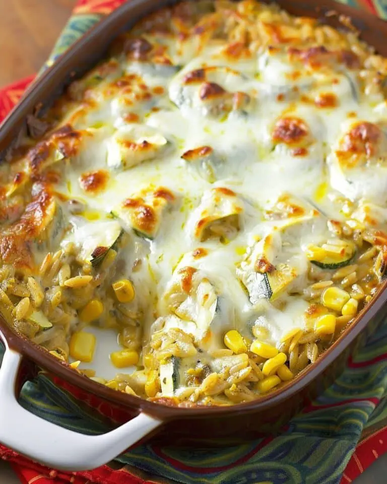 Pesto Zucchini and Corn Orzo Casserole